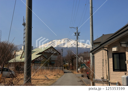 Honshu Island of Japan's most active volcano, Mt. Asano, as seen from the Karuizawa resort town in Nagano, Japan 125353599