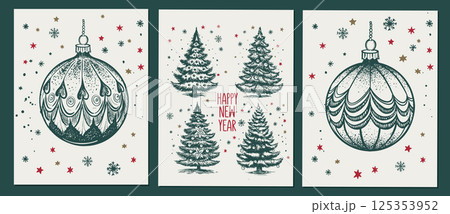 Christmas green ball. Hand drawn illustration. Christmas green ball. Hand drawn illustration. 125353952