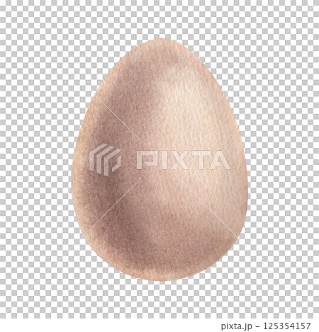 Brown Easter egg. Hand drawn watercolor illustration of colored decorative element for spring holiday on isolated background. Use for for Happy Easter cards, wrapping paper, posters and invitations. 125354157