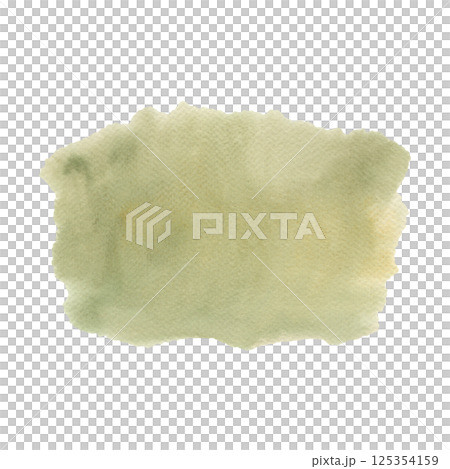 Pastel green watercolor stain isolated on white background. Hand drawn illustration of blot for your design, logo, emblem, banner, text. Delicate airy pastel spot for background. Template for decor. 125354159