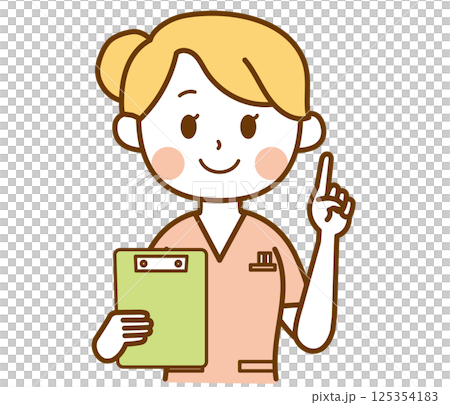 バインダーを持って説明する看護師の女性 125354183