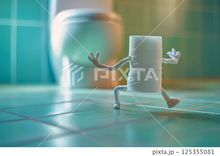 擬人化したトイレットペーパー-2（3D） 125355081