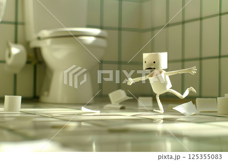 擬人化したトイレットペーパー-2（3D） 125355083