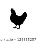 Black silhouette of a hen icon vector 125355257