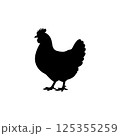 Black silhouette of a hen icon vector 125355259