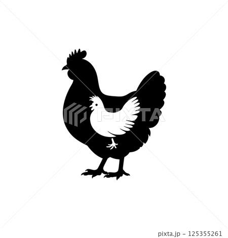 Black silhouette of a hen icon vector 125355261