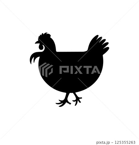 Black silhouette of a hen icon vector Black silhouette of a hen icon vector 125355263