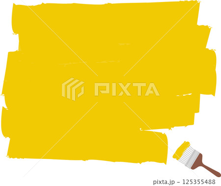 黄色のペンキと刷毛 125355488