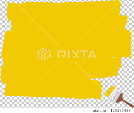 Yellow paint and brush 125355488