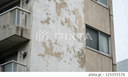 塗装がひび割れた外壁 塗装がひび割れた外壁 125355578