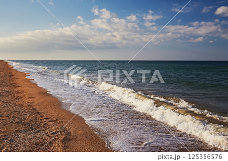 Seashore, beach and waves, blue sky, landscape Seashore, beach and waves, blue sky, landscape 125356576