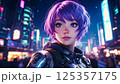 宇宙服を着た紫色の髪の少女 125357175