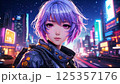 宇宙服を着た紫色の髪の少女 125357176