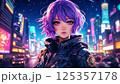 宇宙服を着た紫色の髪の少女 125357178