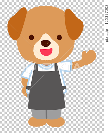 Cute dog character apron staff clerk Cute dog character apron staff clerk 125357302
