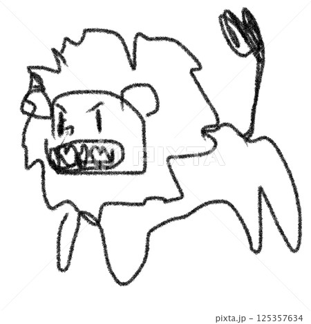 手書き風のモノクロライオン 125357634