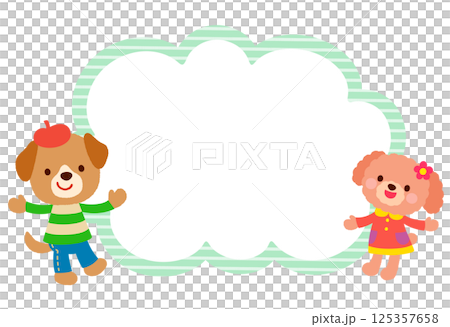 かわいいイヌのキャラクター　コピースペース　ポップ 125357658