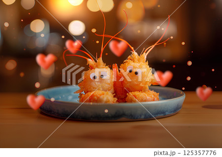 美味しいエビフライくんとハート（3D） 125357776