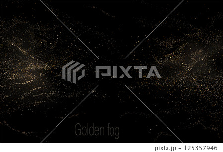 Isolated design elements, abstract golden chaotic tinsel pattern on black background Isolated design elements, abstract golden chaotic tinsel pattern on black background 125357946
