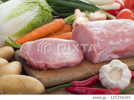 Fresh meat and vegetables 125358165