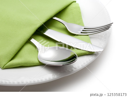 Fork knife and spoon on table Fork knife and spoon on table 125358173