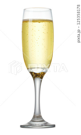 Glass of champagne on white 125358178