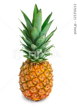 single whole pineapple on white background 125358212
