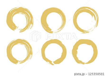 筆で描いた円のベクターイラストセット 金 筆で描いた円のベクターイラストセット 金 125358501