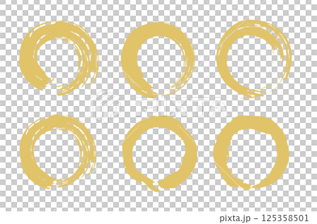 筆で描いた円のベクターイラストセット 金 筆で描いた円のベクターイラストセット 金 125358501