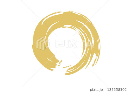 筆で描いた円のベクターイラスト　金 125358502