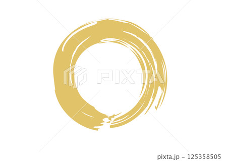 筆で描いた円のベクターイラスト 金 筆で描いた円のベクターイラスト 金 125358505