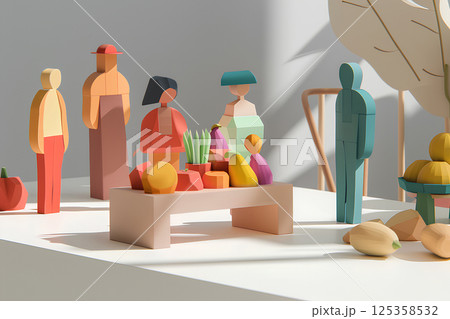 広場や公園でのマルシェやイベントの風景(木工細工) 広場や公園でのマルシェやイベントの風景(木工細工) 125358532