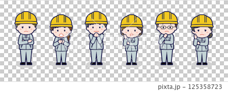 Various people set _ confused _ construction worker 125358723