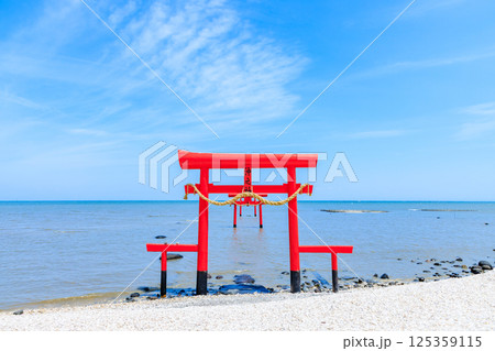 満潮時の大魚神社の海中鳥居　佐賀県太良町 125359115