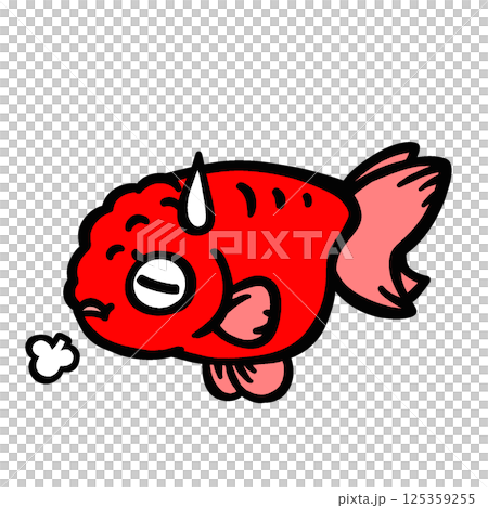 Simple illustration of a sad goldfish Simple illustration of a sad goldfish 125359255