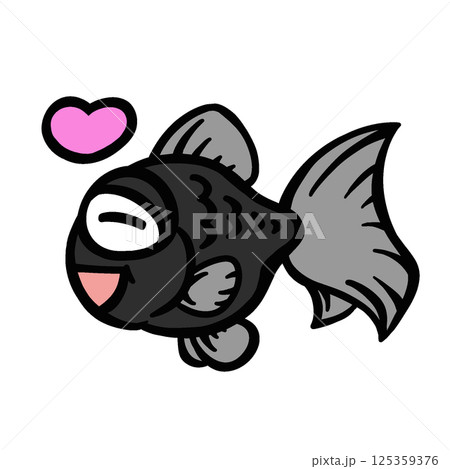 シンプルな喜ぶ出目金のイラスト 125359376