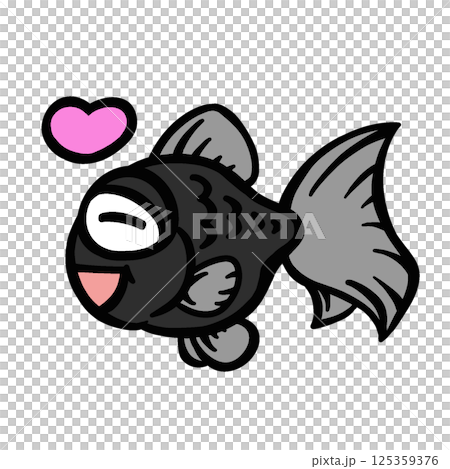 シンプルな喜ぶ出目金のイラスト 125359376