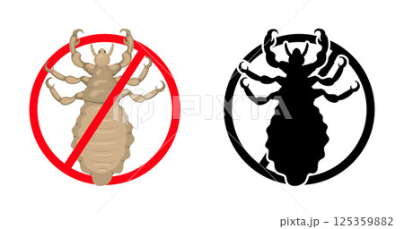 Stop sign crossing out louse, preventing pediculosis and head lice infestation Stop sign crossing out louse, preventing pediculosis and head lice infestation 125359882