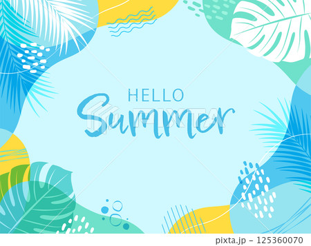 夏のトロピカルな背景フレーム_文字あり_ベクターイラスト 125360070
