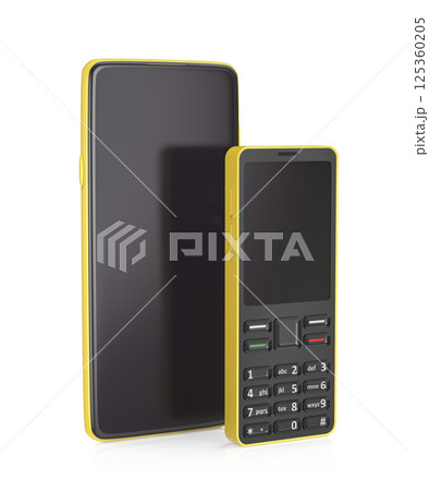 Yellow smartphone and feature phone Yellow smartphone and feature phone 125360205