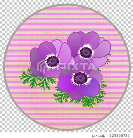 Illustration of anemone with circular background Illustration of anemone with circular background 125360726