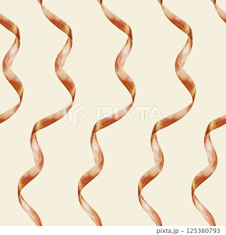 Red ribbons seamless pattern. Hand drawn watercolor illustration. For greeting cards for mothers day, birthday, wrapping paper, wallpaper, textile, fabric, napkins, covers. 125360793