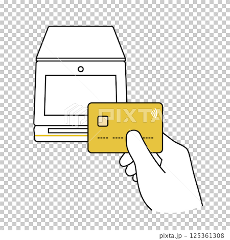 Credit card touch payment Variable line width with card 125361308