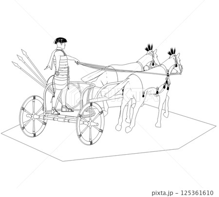 persian chariot, contour visualization, 3D illustration, sketch, outline persian chariot, contour visualization, 3D illustration, sketch, outline 125361610