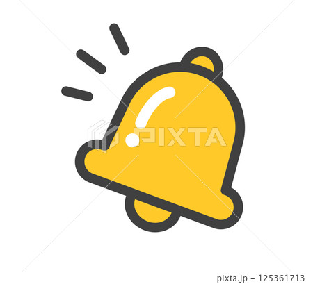 シンプルな黄色いベルのアイコンイラスト　ベクター 125361713