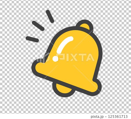 シンプルな黄色いベルのアイコンイラスト　ベクター 125361713