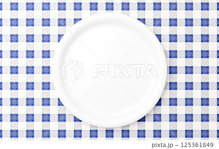 3Dイラスト_皿_ランチョンマット_紺 125361849