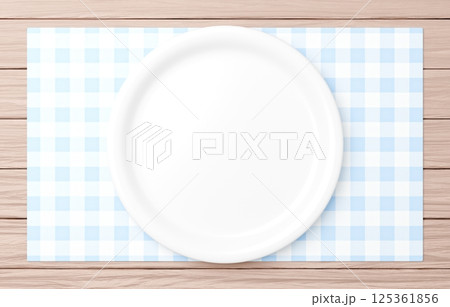 3Dイラスト_皿_ランチョンマット_水色 3Dイラスト_皿_ランチョンマット_水色 125361856