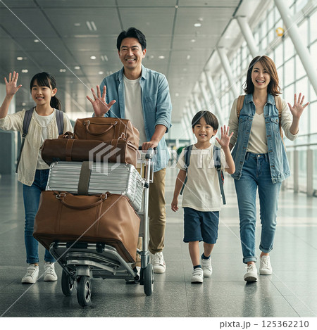 旅行に行く4人家族 旅行に行く4人家族 125362210