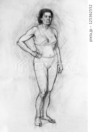 female portrait, pencil drawing illustration, sketch 125362552